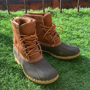 L.L. Bean Boots, 8" Tan/Brown Shearling-Lined